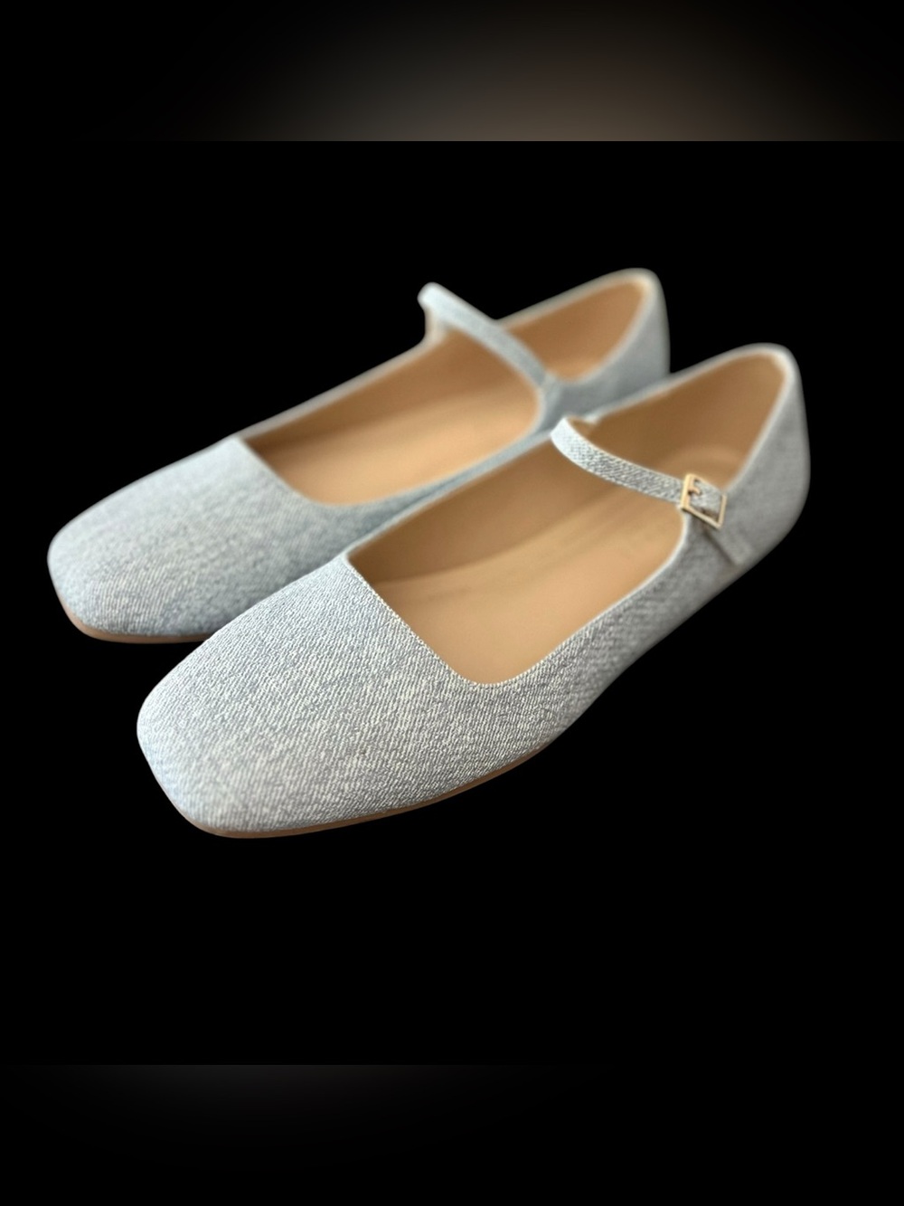 Journee Collection Womens Size 8 Denim Mary Jane Flats Square Toe Ballet Shoes